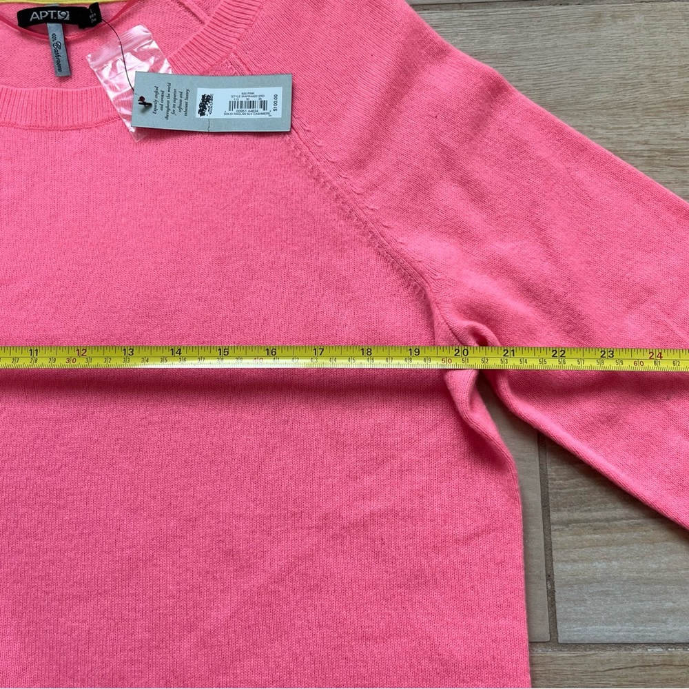 Pink 100% Cashmere Sweater Large Soft Pullover Easter NWT Spring Luxury Drop Hem - Picture 6 of 11